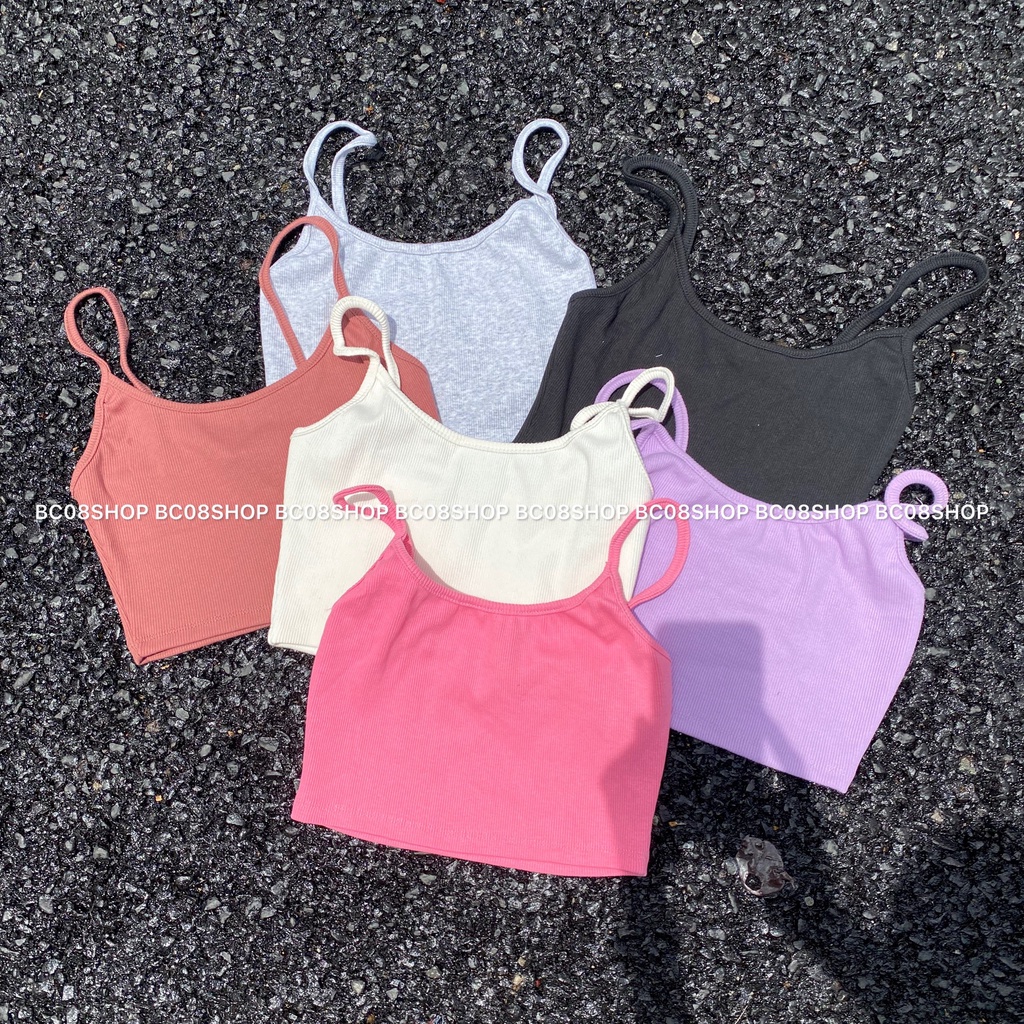 Áo Croptop 2 Dây Chất Thun Gân Co Giãn Ôm BC311