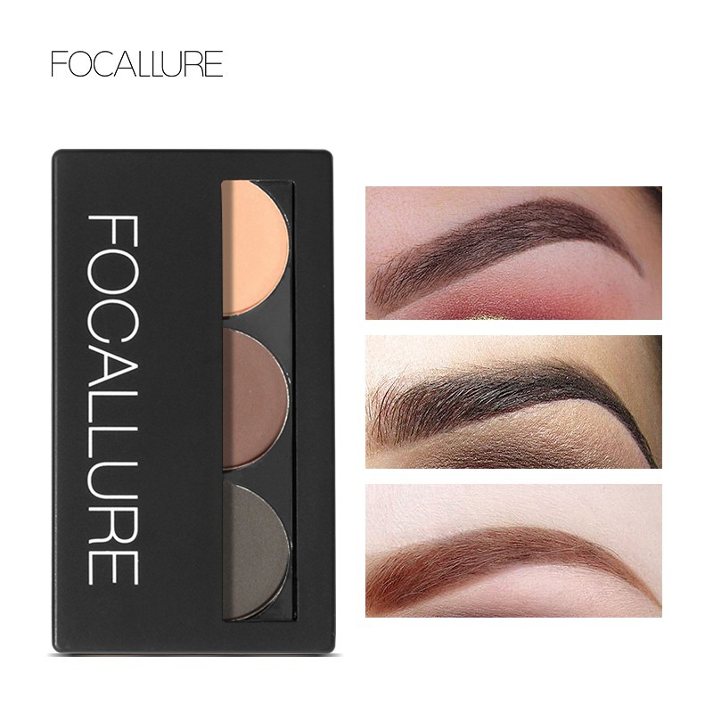 Bảng phấn FOCALLURE trang điểm lông mày 3 màu kèm cọ 53g