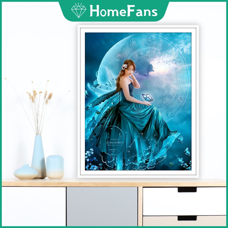 Bộ Tranh Đính Đá 5D Tự Làm Hình Thiên Thần 40x50cm/50x70cm Trang Trí Nhà Cửa