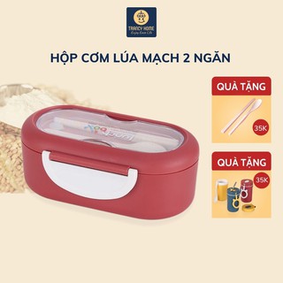 Hộp đựng cơm lúa mạch 2 ngăn .hộp cơm văn phòng giữ nhiệt, bảo quản thức ăn tốt nhất HC03.