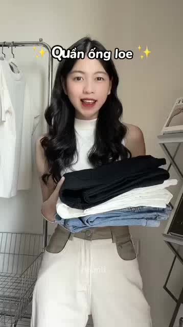 Quần jean đen Loe trơn gấp máy sành điệu | BigBuy360 - bigbuy360.vn