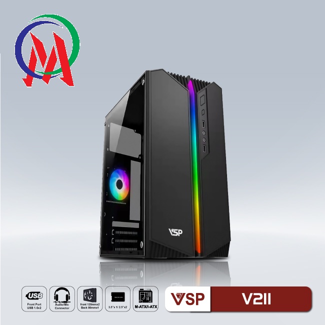 Vỏ case máy tính VSP Gaming V211/ V211B / CASE LED MIXIE S6 CAO CẤP  Có led RGB (mATX) | BigBuy360 - bigbuy360.vn