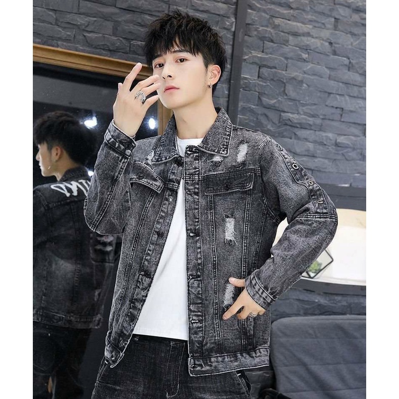 Áo Khoác Jean Nam Co Giãn  𝐅𝐑𝐄𝐄 𝐒𝐇𝐈𝐏  Áo Bò Nam Đẹp Co Giãn Hàng Quảng Châu Thời Trang Hpfashion - Akjn016