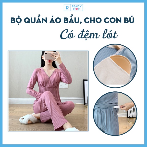 Bộ Đồ Bầu Có Đệm Lót | Đồ Mặc Cho Con Bú | Vải Modal | Hàng Trung Quốc | AB04