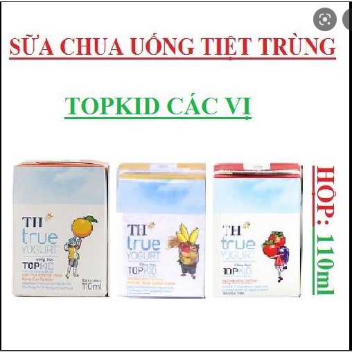 Sữa TH Yogurt Topkid vị Cam, Dâu, Chuối lốc 4 hộp 110ml
