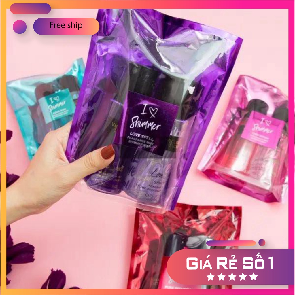 Set 2 Xịt thơm body Victoria’s Secret I Love Shimmer Gift Set