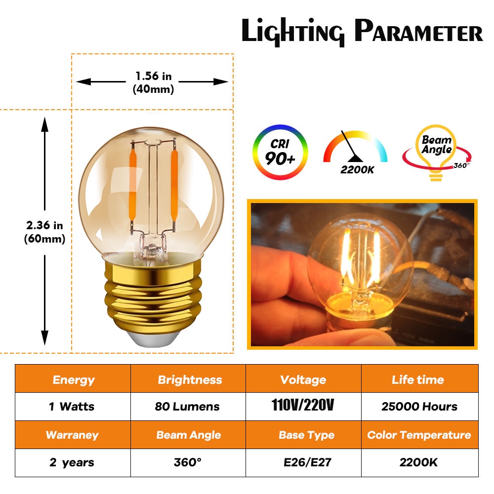 Bóng Đèn LED E14 E27 4W 2200K 220V C35 C7 T20 T22 T28 ST45 T25 G40 Phong Cách Vintage