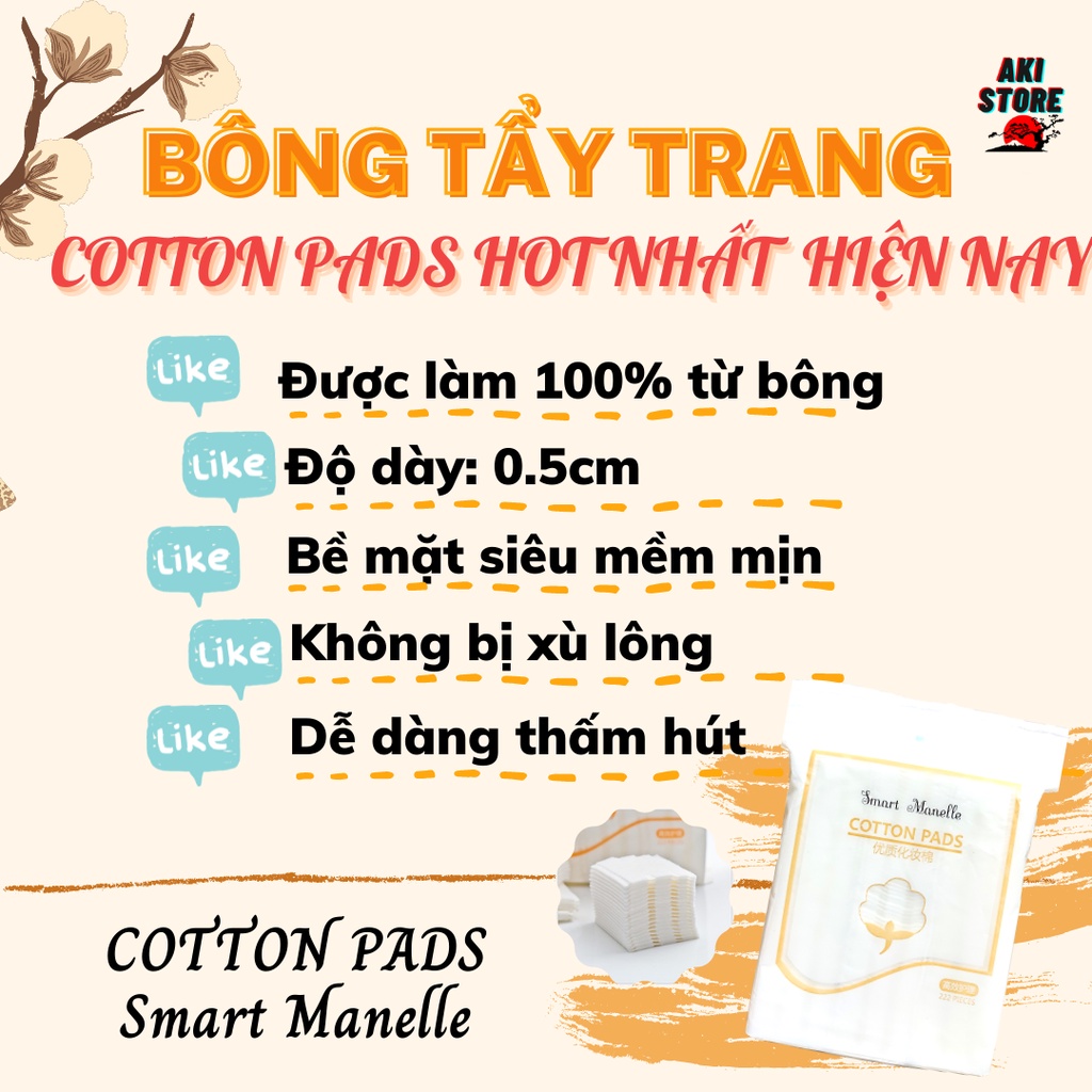 Bông tẩy trang 222 miếng 3 lớp Cotton Pads, bông tẩy trang nội địa Trung