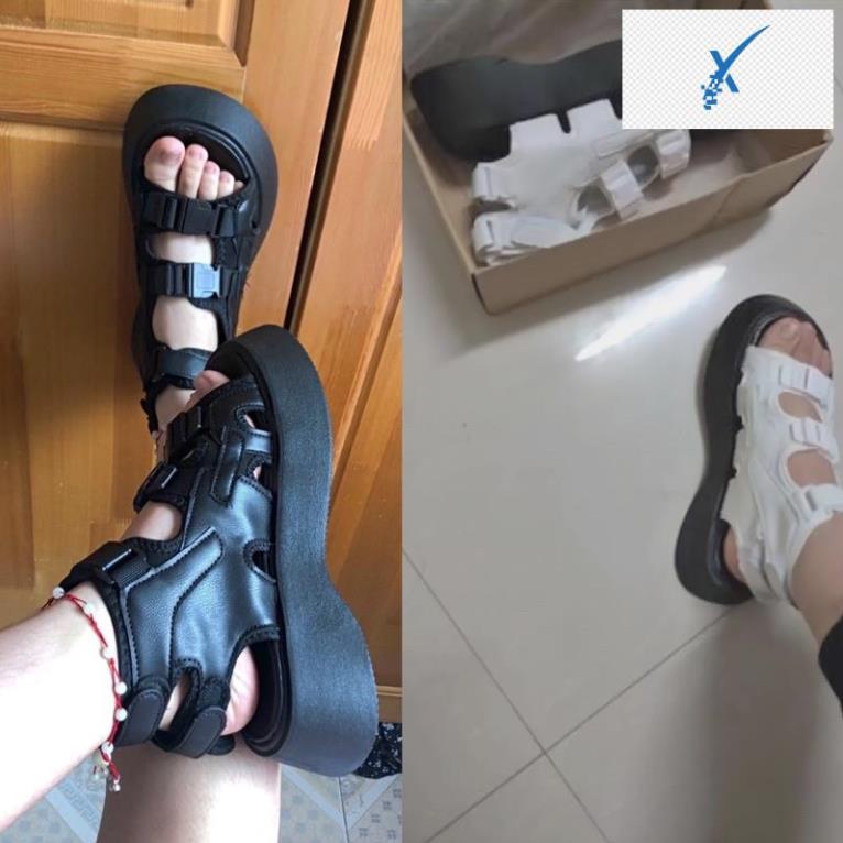 SANDAL độn đế 😉 dép chiến binh | dép da đen cao 😘 sandal tăng chiều cao (CLIP THẬT UP CẠNH) *
