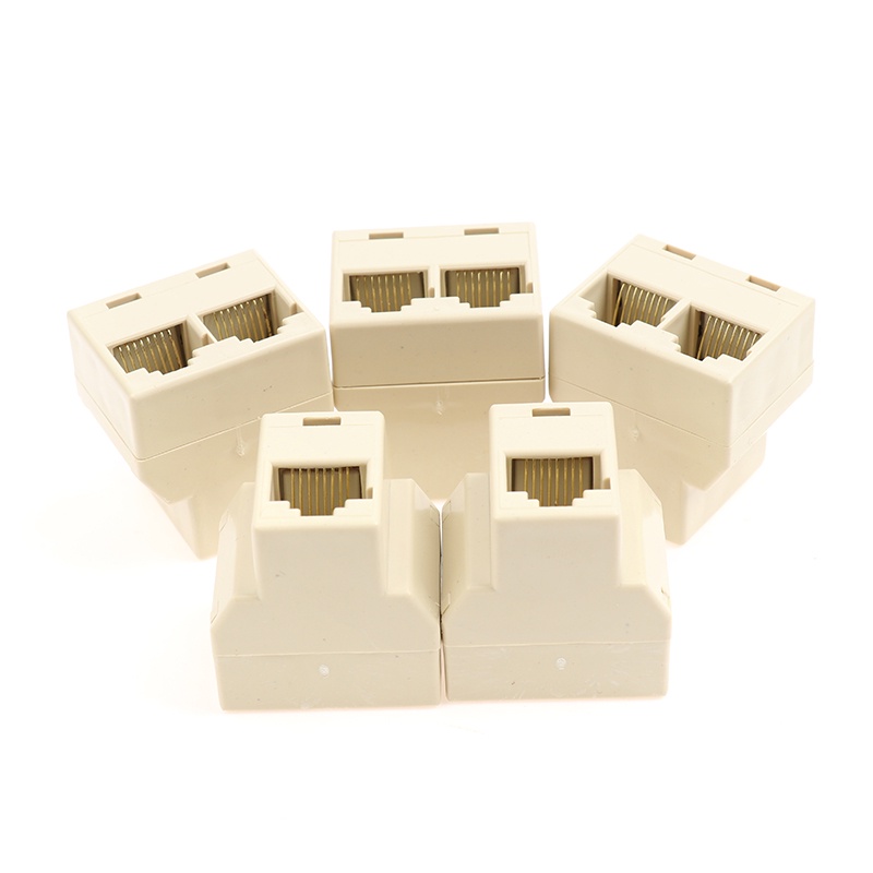 Rnvn 5Pc 1 To 2 Way Network Cable RJ45 Female Splitter Connector Adapter for Computer Rnvv