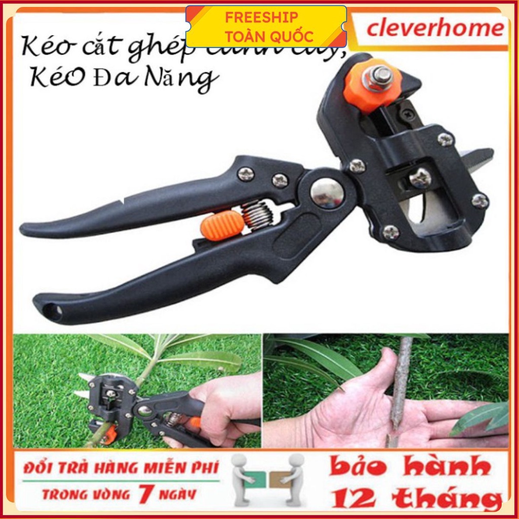 Kéo ghép cành đa năng chuyên dụng tặng 2 lưỡi cắt và trụ đỡ thay thế (màu đen) . .