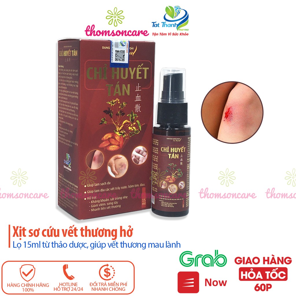 Xịt cầm máu Chỉ huyết tán lọ 15 ml xịt bỏng, loét do nằm bất động lâu, vết khâu mổ sau phẫu thuật