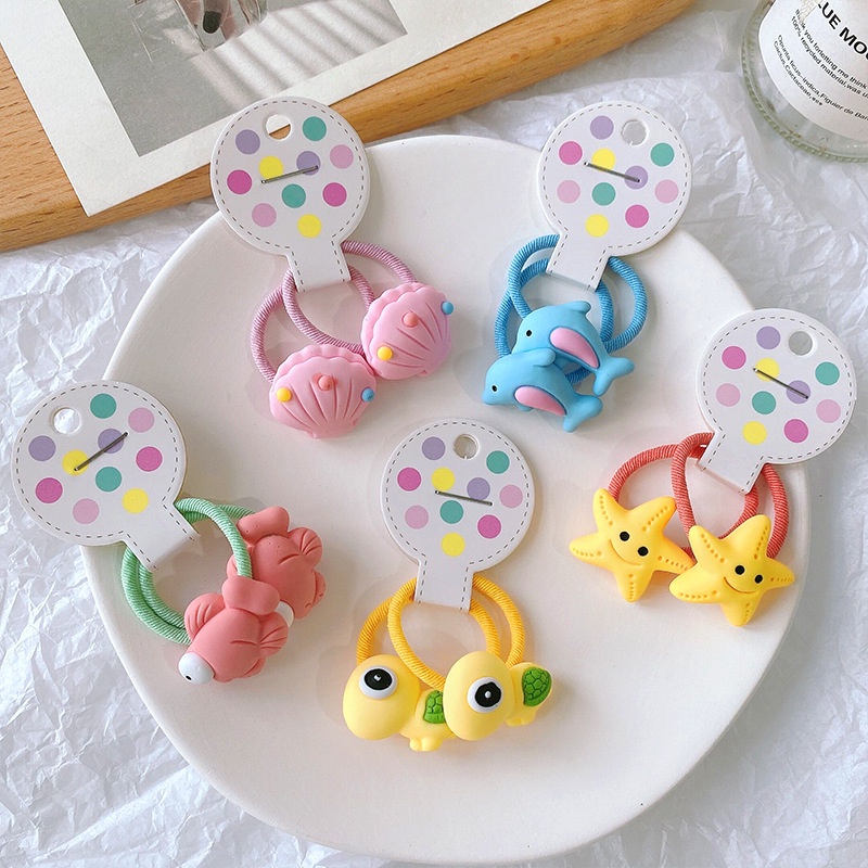 Dây buộc tóc cao su họa tiết hoạt hình phong cách Hàn Quốc cho bé