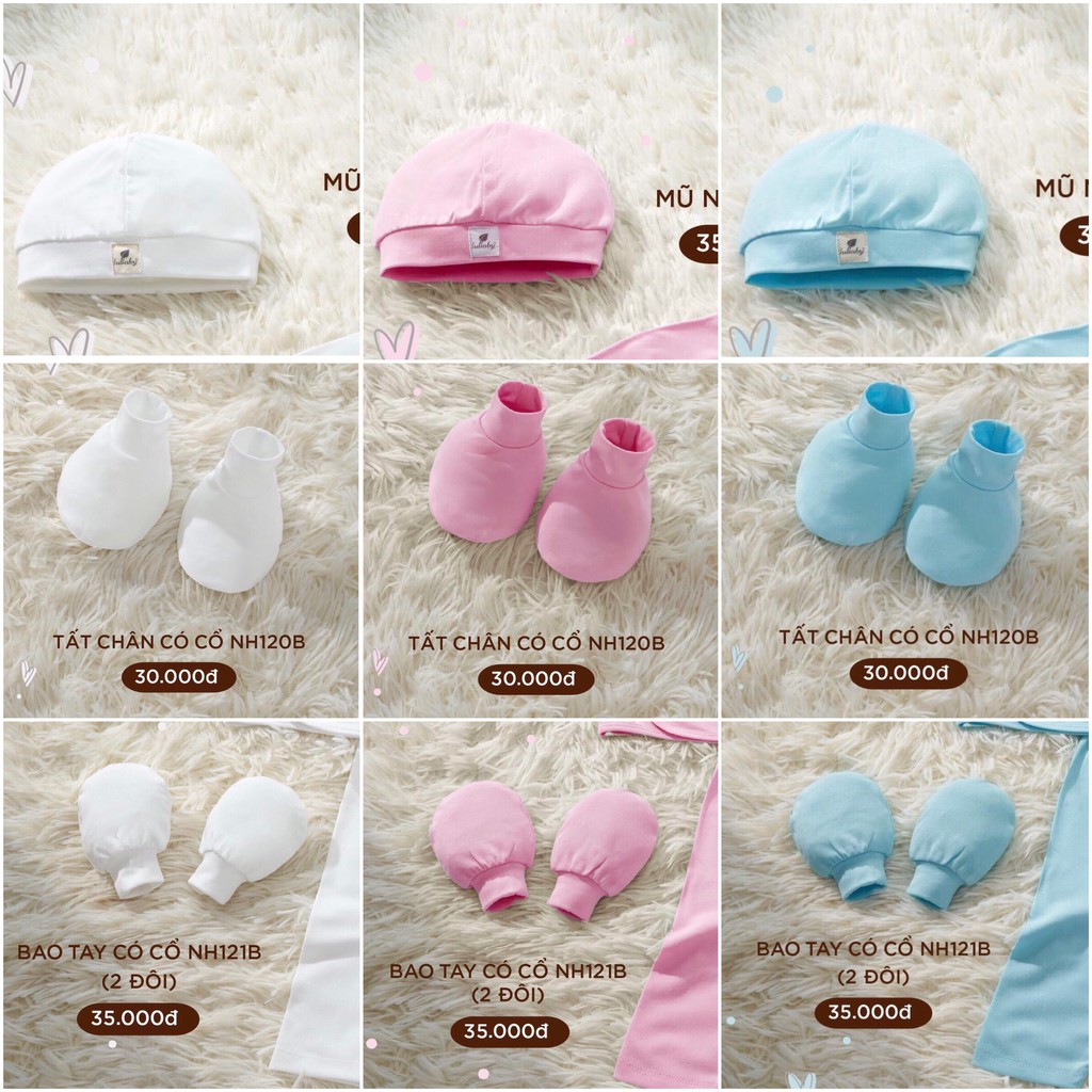 Mũ, bao tay, bao chân sồi cao cấp Lullaby