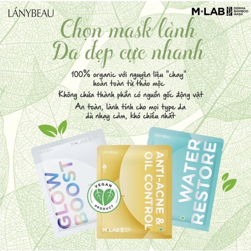 Mặt nạ sợi tre Mlab cấp ẩm, dưỡng trắng da và kiềm dầu