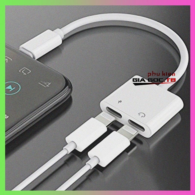 Jack Chuyển Đổi + Rắc Chia Cổng Vừa Sạc Vừa Sử Dụng Tai Nghe - Hỗ Trợ Mic Cho ip 7 đến 11promax