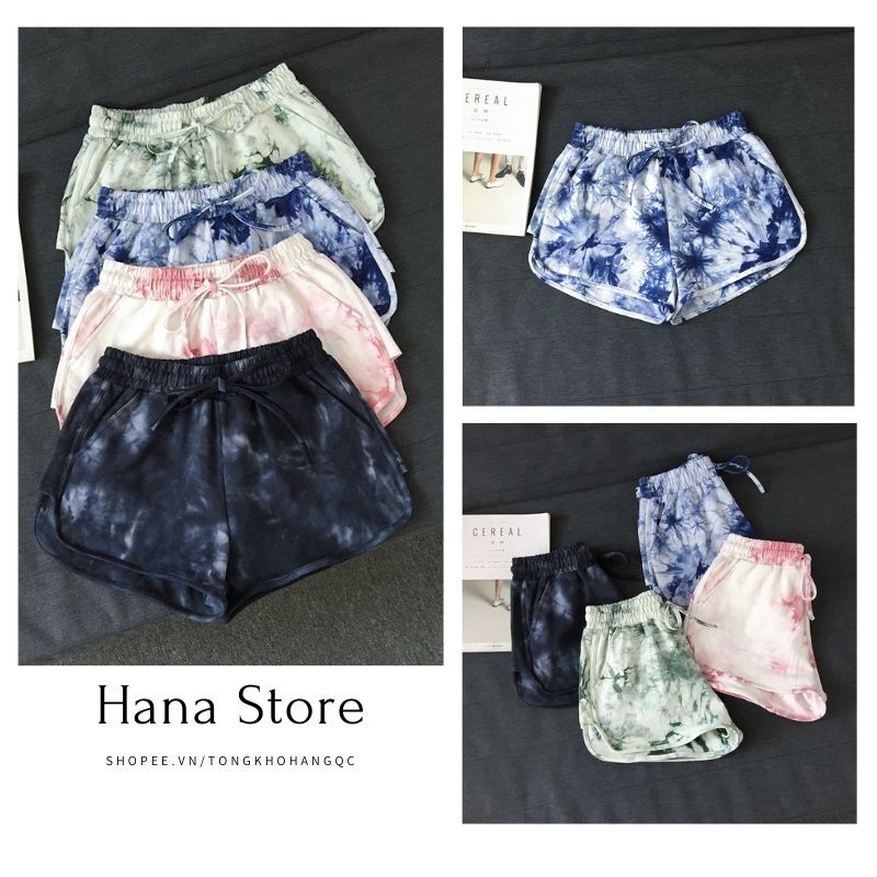 Quần Đùi Thun Loang Nữ ❤️ Hana Store - Freeship ❤️ Quần shorts nữ dáng ngắn thể thao màu loang HOT TREND ❤️