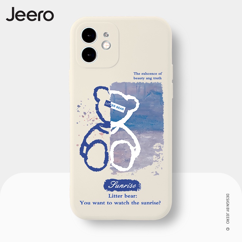 Ốp điện thoại JEERO viền vuông họa tiết hoạt hình dễ thương đẹp Compatible for iPhone 13 12 11 Pro Max SE 2020 X XR XS ip 8 7 6 6S Plus kute A1C113