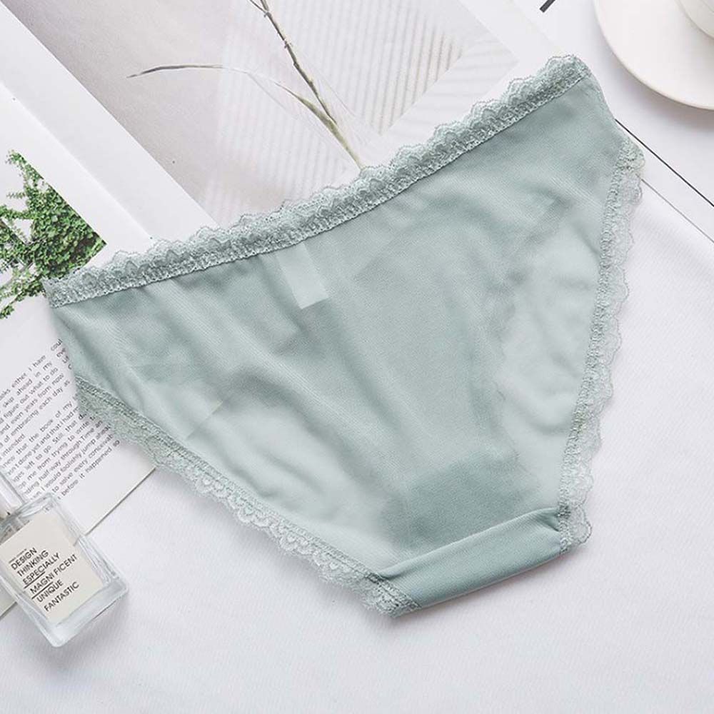 Quần lót cotton phối ren lưới xuyên thấu thoáng khí thời trang quyến rũ cho nữ