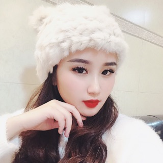 Mũ lông thỏ 2 tai có sẵn, chất lông mềm mịn, ảnh shop đội chụp và có video quay sản phẩm