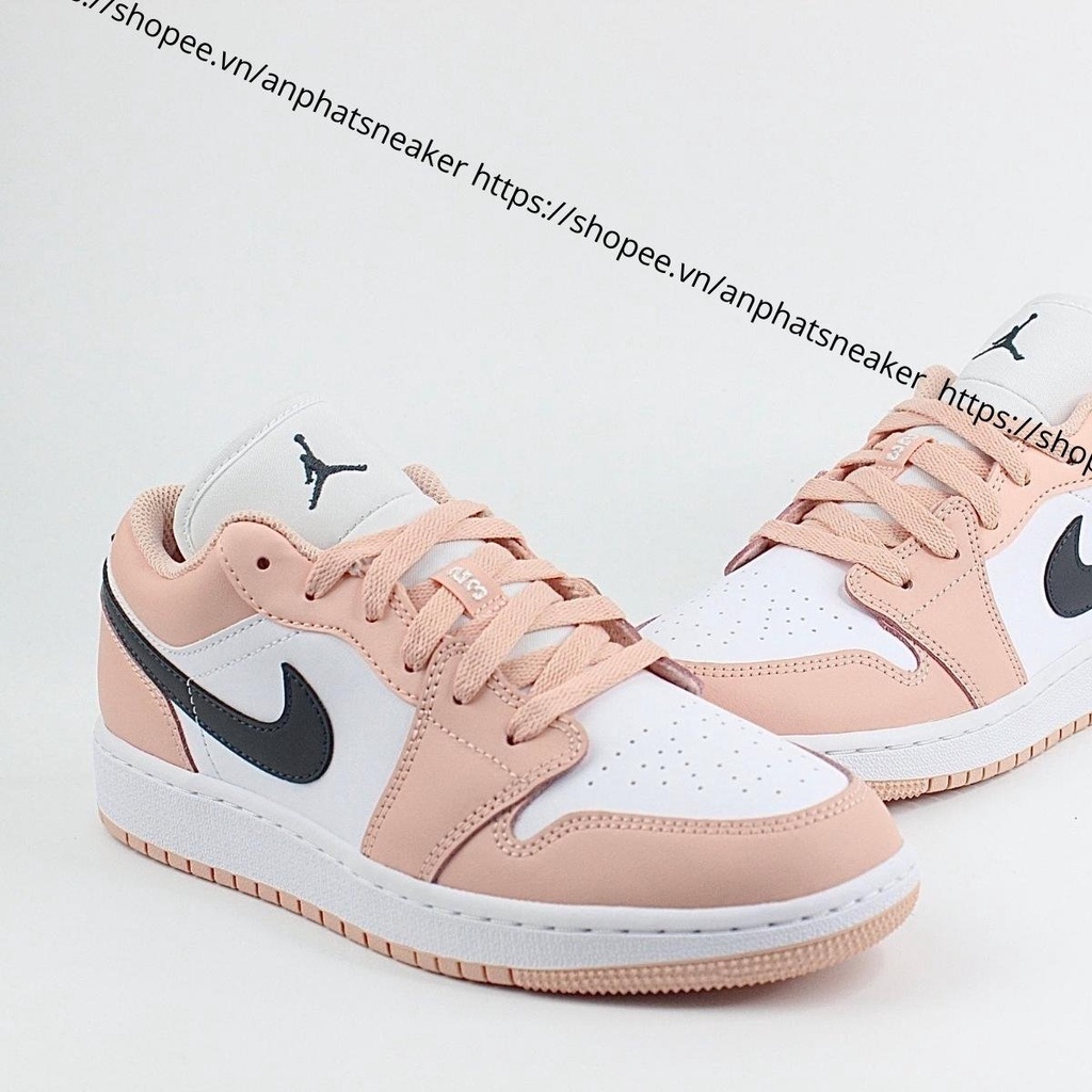 Giày Jordan nữ cổ thấp màu hồng cực xinh, Giày Jordan 1 low nữ màu hường nhạt, Sneaker bóng rổ JD1 pink bản đẹp full box | BigBuy360 - bigbuy360.vn