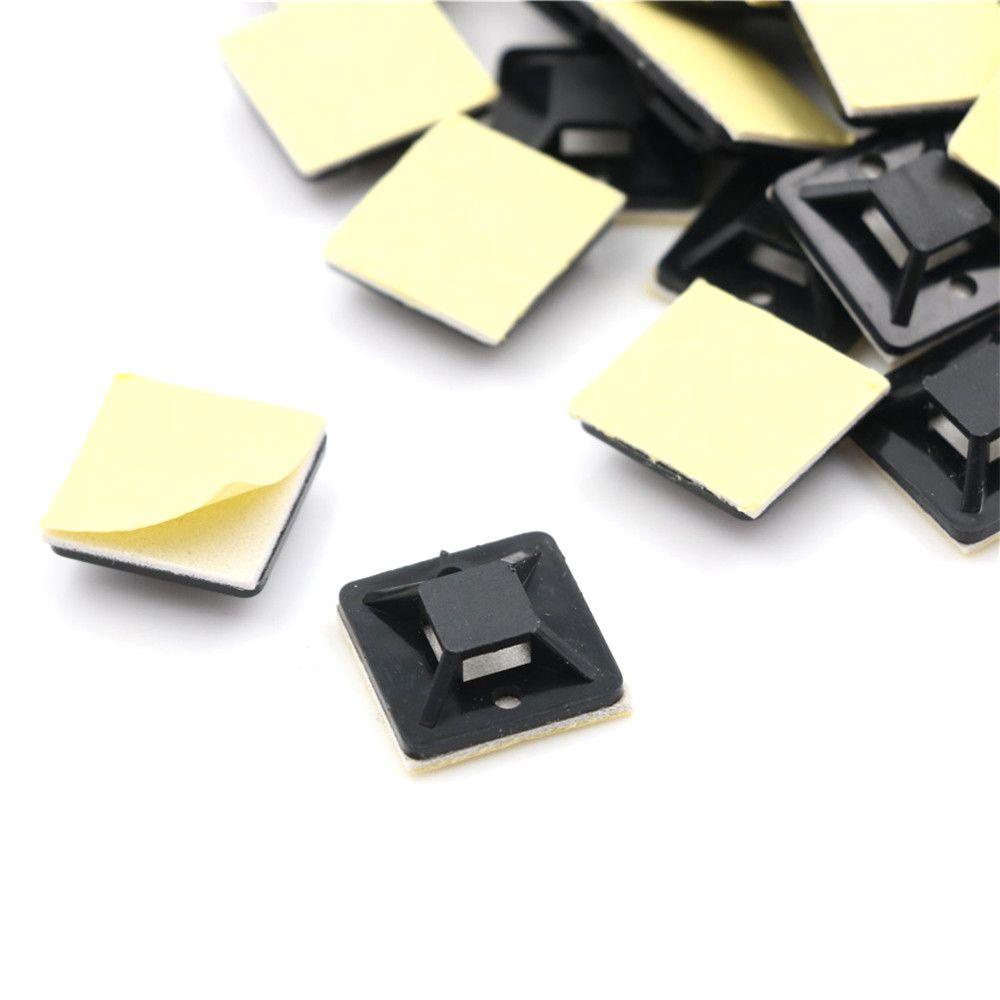 Đế Kẹp Dây Cáp Tự Dính Màu Đen 20x20mm Cho Xe Hơi