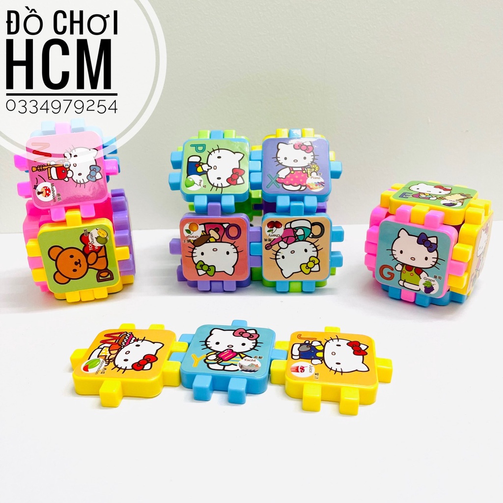 Đồ Chơi Lắp Ghép Xếp Hình Nút Lớn Doremon - Hello Kitty Cho Bé Thỏa Sức Sáng Tạo
