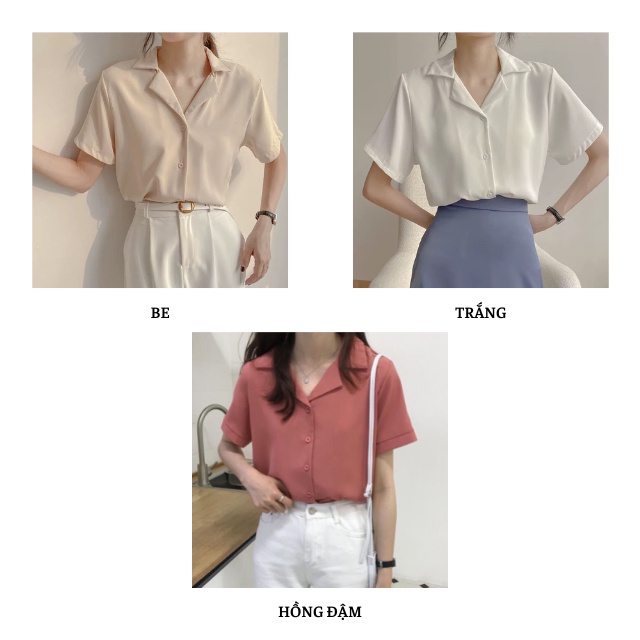Áo Sơ Mi Voan Cộc Tay Nữ Ulzzang Xinh Xắn - Áo Sơ Mi Ngắn Tay Màu Trơn Form Rộng Phong Cách Hàn Quốc - Daube - A129