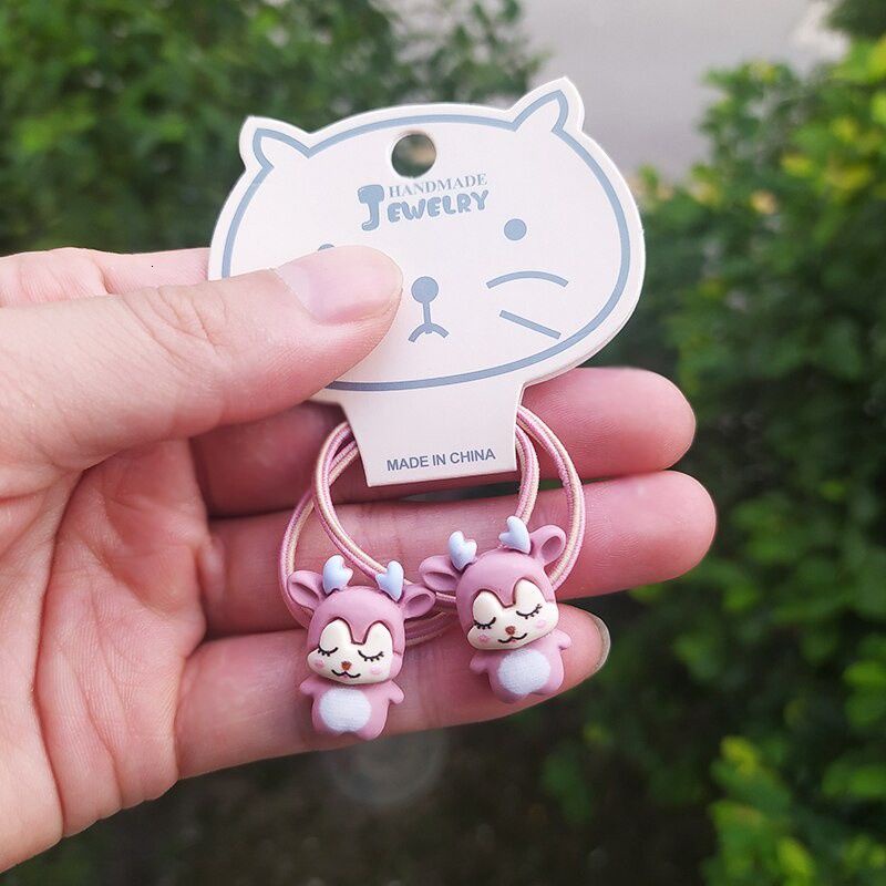 Set 2 Dây Cột Tóc Co Giãn Hình Cầu Vồng Dễ Thương Cho Bé