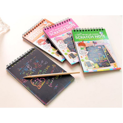 [Mã LIFEBOOK2 giảm 10% đơn 0Đ]  Sổ cào cầu vòng Scratch Note khổ A6 - Sổ Than Ma Thuật
