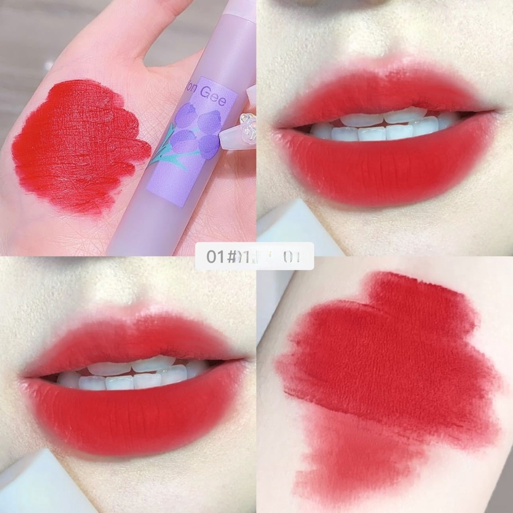 Von Gee Son Môi Chống Thấm Nước Lâu Trôi Màu Tím Hoa Tulip Nhung Mịn