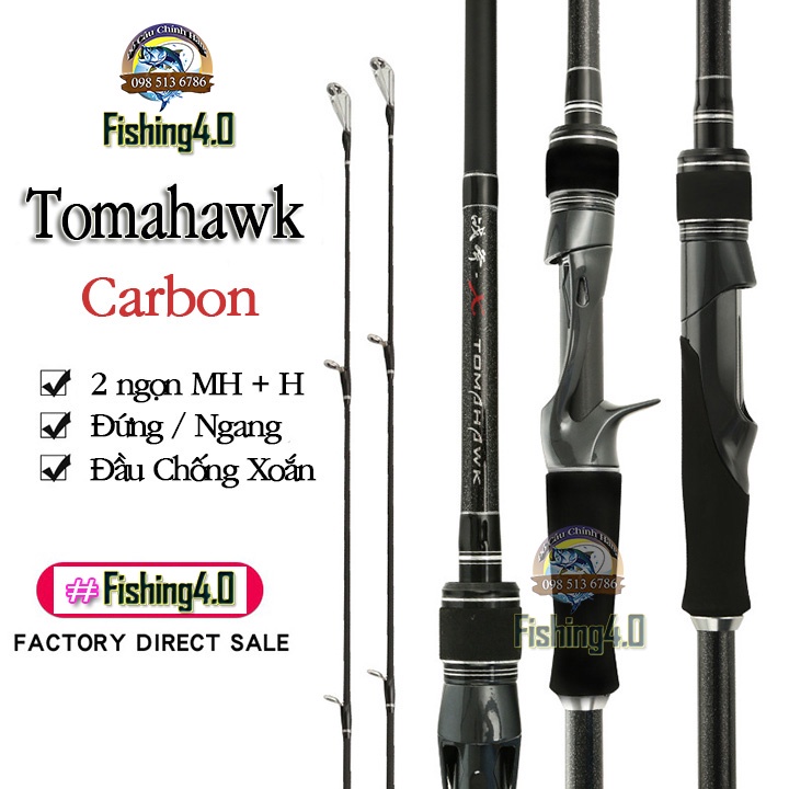 Cần câu lure 2 ngọn Tomahawk 2 ngọn MH + H Siêu Khỏe - Siểu rẻ -  tiện lợi