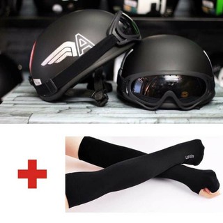 [ FREE SHIP] MŨ NỬA ĐẦU ĐI PHƯỢT 1/2 Kèm Kính Tặng Kèm Ống Tay Chống Nắng