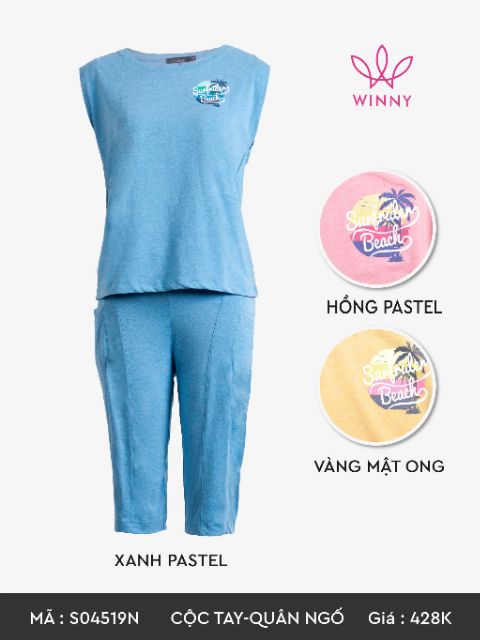 Bộ mặc nhà Winny cotton tay chờm vai quần lửng 4519 Giá 428.000đ