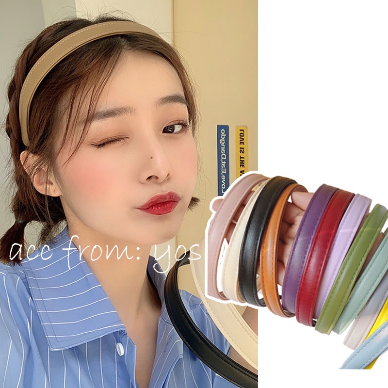 Băng đô cài tóc bọc da PU xinh xắn ulzzang