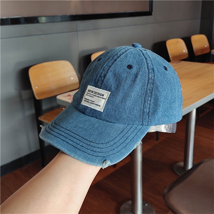 Mũ lưỡi trai bóng chày vải denim phong cách Nhật Bản thời trang xuân hè cổ điển thường ngày dễ phối đồ cho nữ