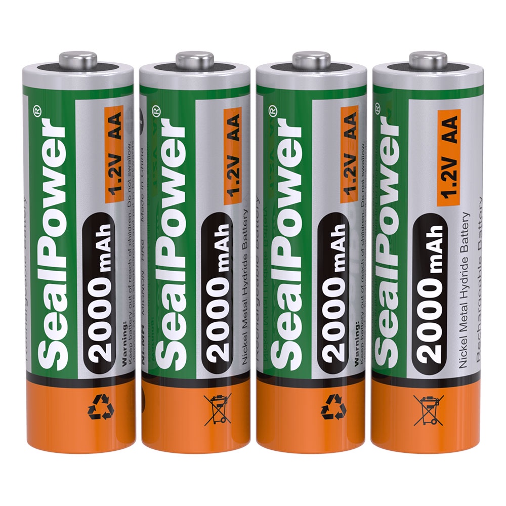 HỘP 4PIN TIỂU SẠC AA(2A) 1.2V dung lượng 2000mAh SealPower sạc lại >1000 lần, an toàn