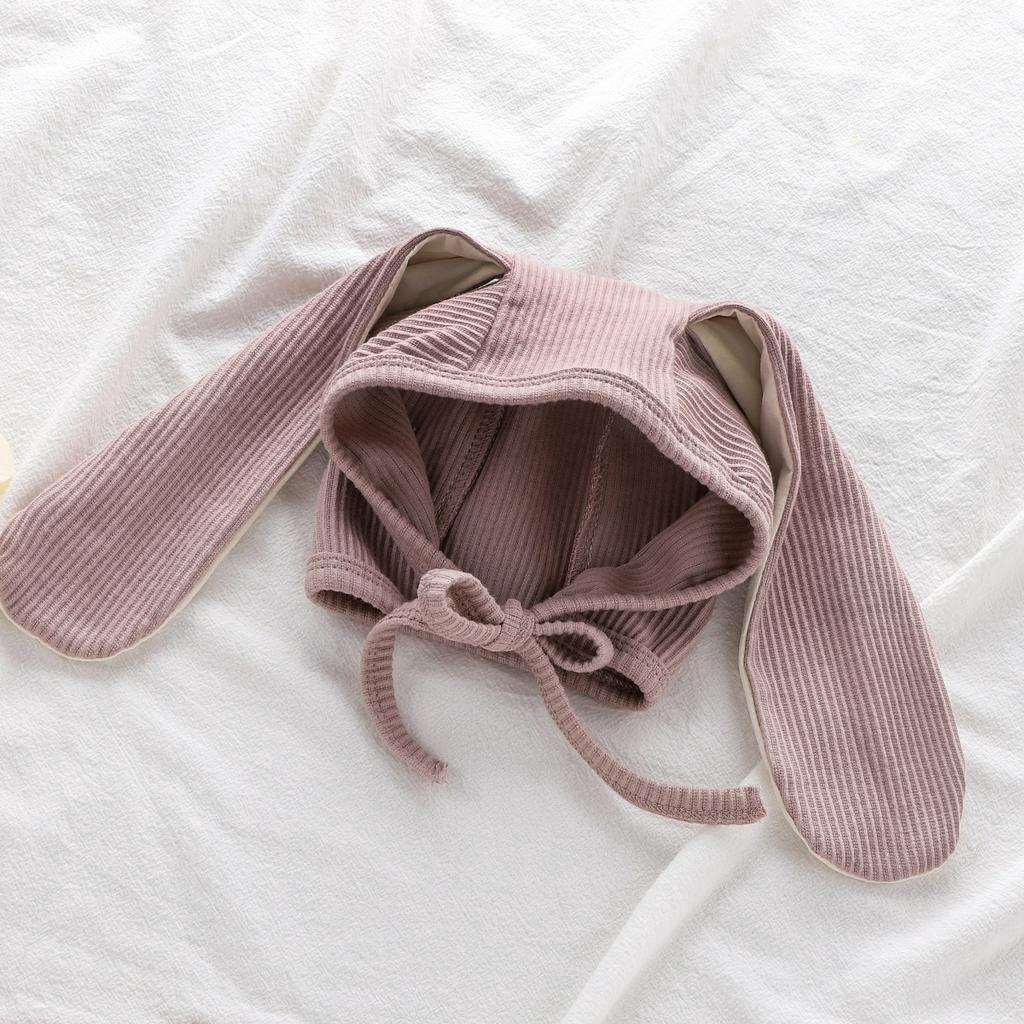 Bộ Áo Liền Quần Tai Thỏ Và Quần Dài Kèm Mũ Dễ Thương Cho Trẻ Sơ Sinh