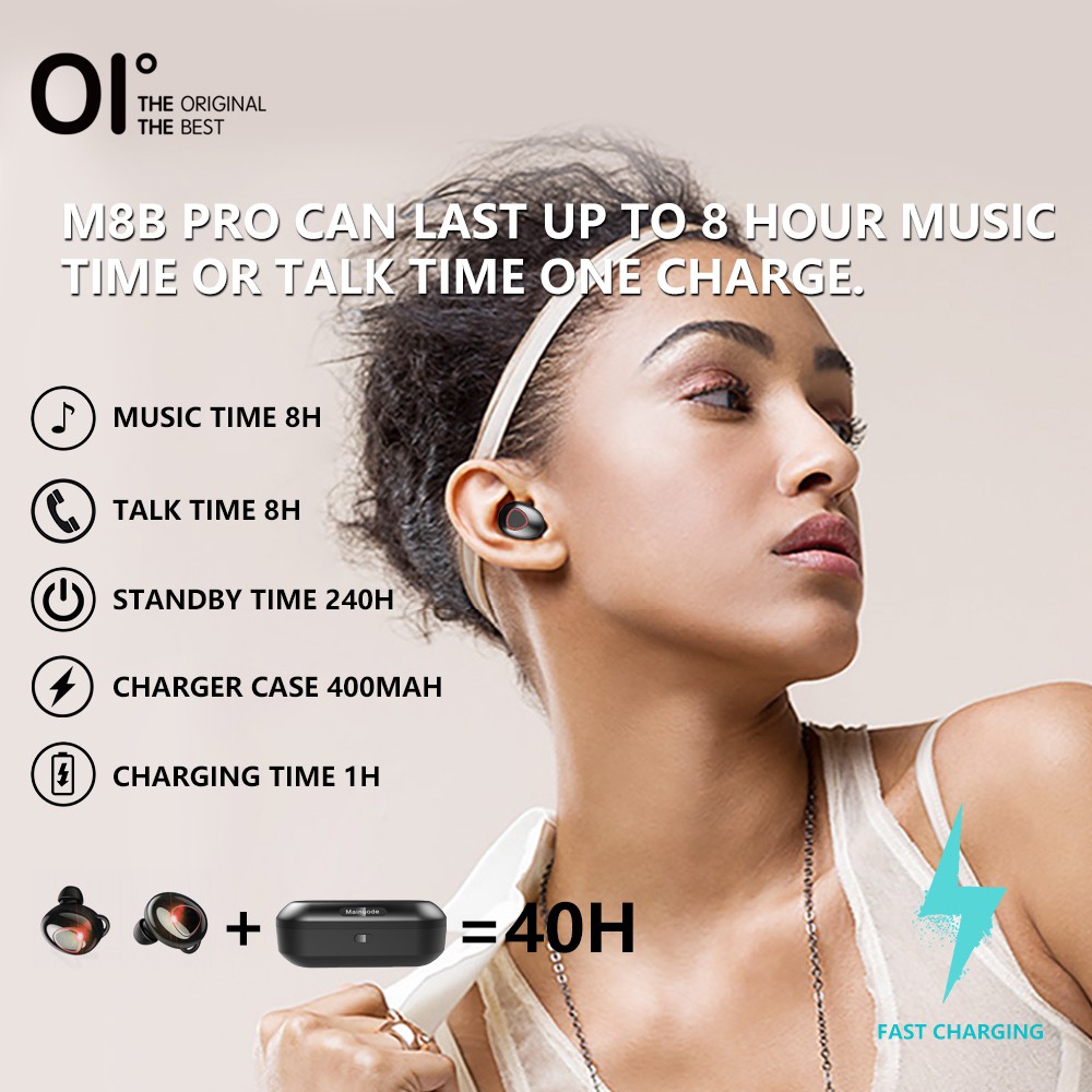 Tai Nghe Thể Thao Không Dây OI M8b Pro True Wireless Bluetooth 5.0 Thời Gian Phát Nhạc Lên Đến 8 Giờ