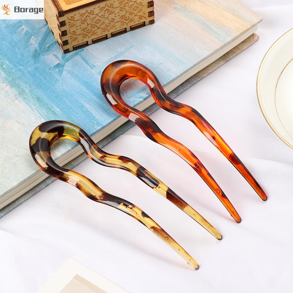 Trâm cài tóc hình nĩa chữ U bằng kim loại phong cách vintage thời trang cho nữ