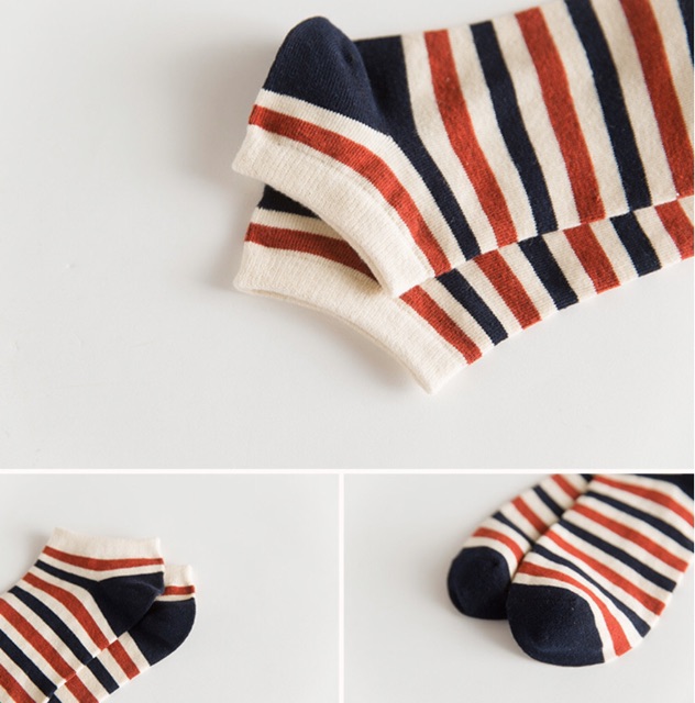 VỚ TẤT NGẮN NAM / UNISEX ĐỎ - XANH NAVY (NOEL2)