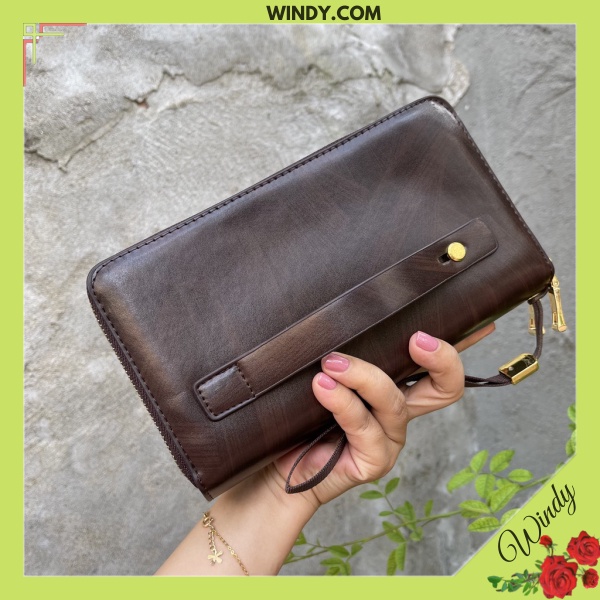Ví Cầm Tay Nam Nữ MB 2 khóa Chất Da Bò Nhiều Ngăn WD856