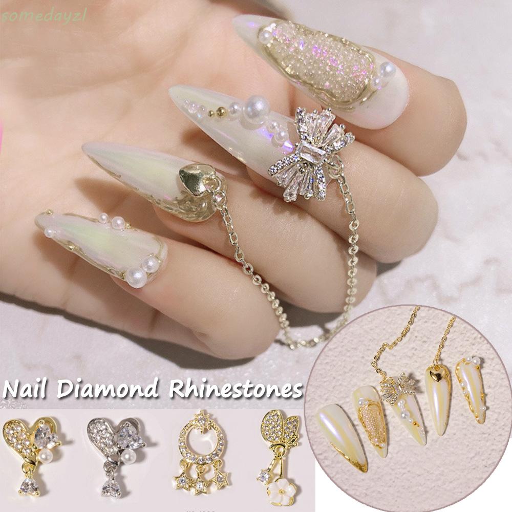 CHARMS (Hàng Mới Về) Phụ Kiện Trang Trí Móng Tay Diy Hình Nơ Đính Đá Xinh Xắn