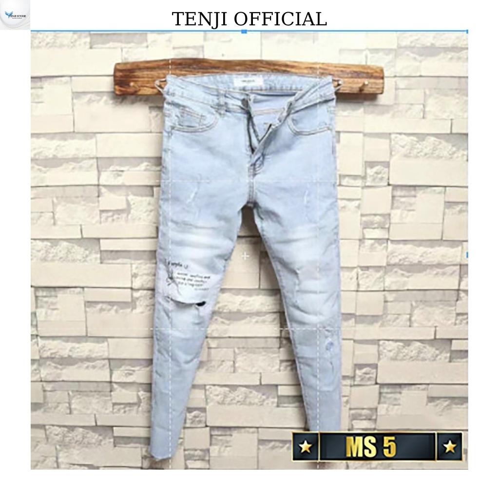 Quần jean nam xanh rách in, chất bò cao cấp, quần bò nam co giãn vải dày đẹp mẫu mới QJ294 TENJI OFFICIAL 3