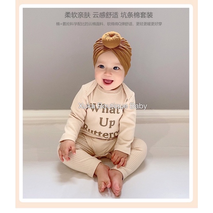 Bodysuit Dài Tay Kèm Quần Sơ Sinh Cao Cấp Cho Bé 0-2 Tuổi. Style Hàn Quốc Cotton Cực Đẹp Xuka Boutique Baby