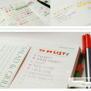 Bộ 6 tấm sticker trang trí sổ, planner, lịch