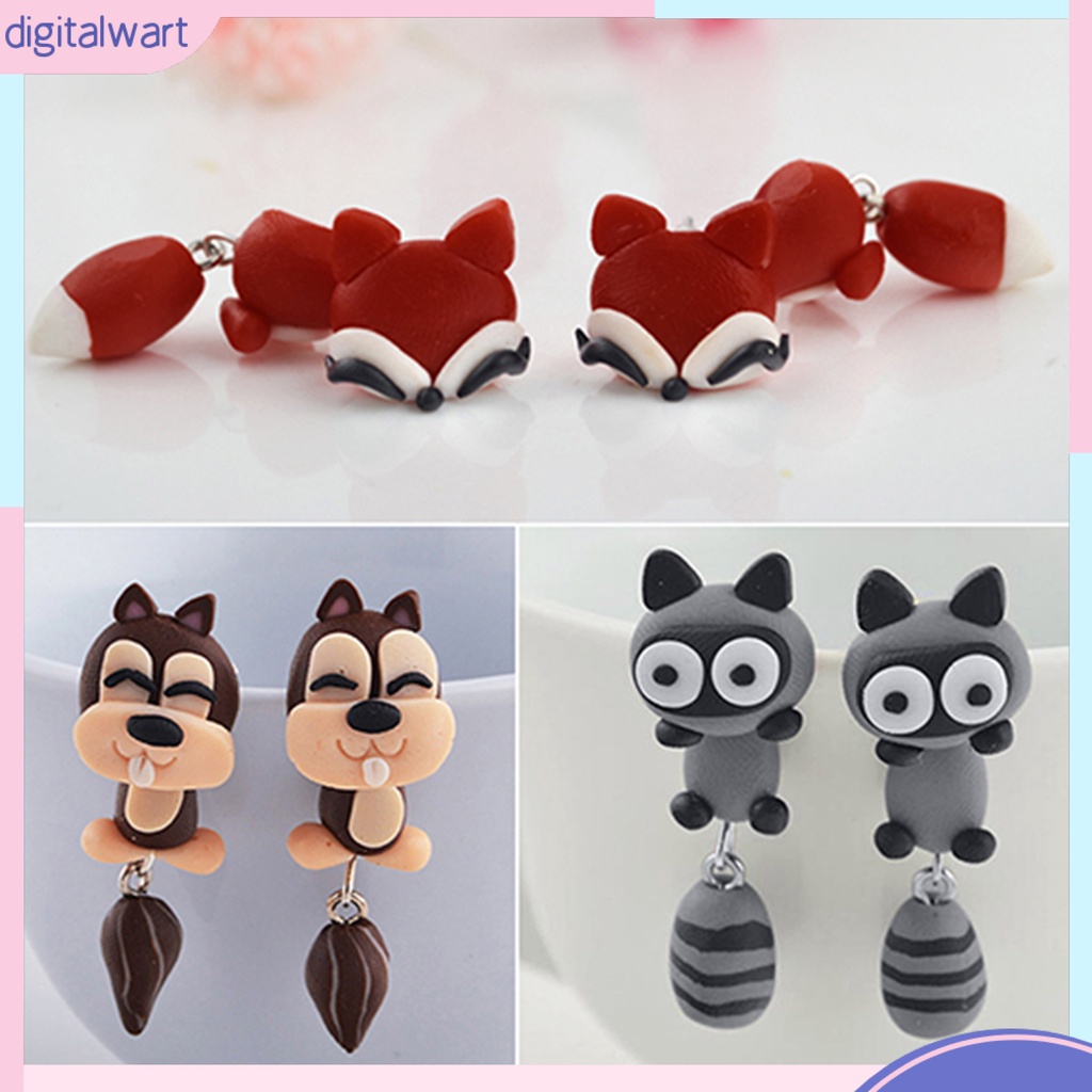 Dg✌❤ Bông Tai Hình Thú Hoạt Hình Bằng Đất Sét Polymer Handmade