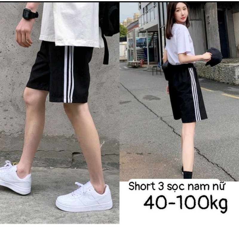 38-100kg-Quần short 3 line nam nữ bigsize thời trang