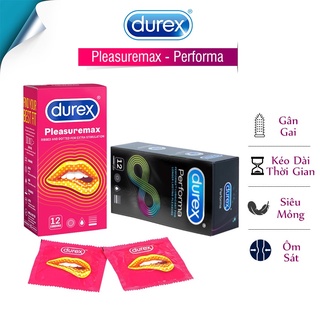 [Combo 2 hộp] Bao Cao Su Durex Gân Gai, Bcs Kéo Dài Thời Gian Quan Hệ(24 cái) - Bcs Durex Chính Hiệu. Tặng hộp bcs 3 cái