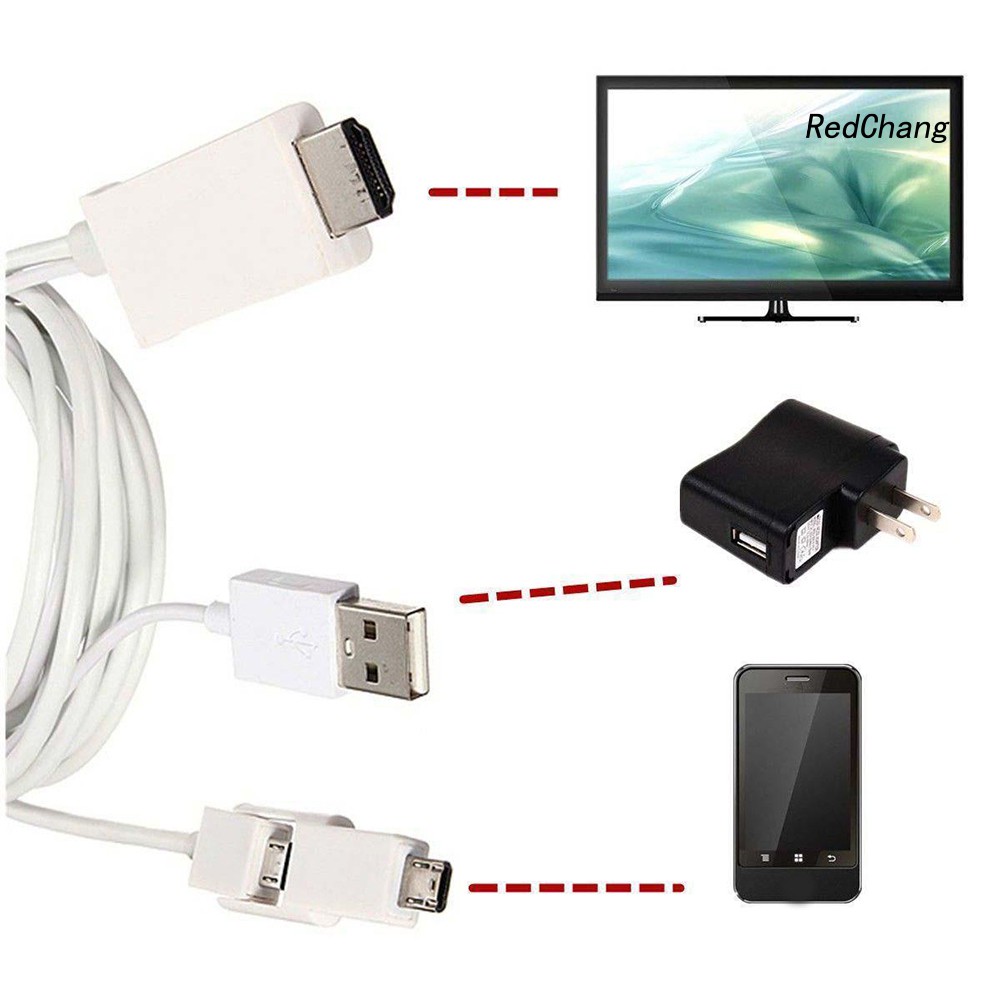 -SPQ- 2.5m 5/11 Pin Micro USB MHL to HDMI 1080P HD TV Cable Adapter for Android Phone